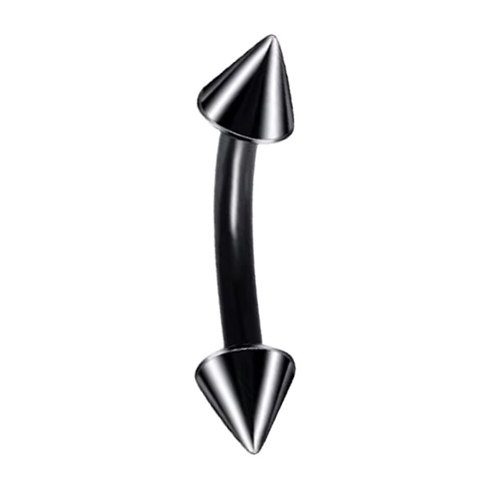 Siyah Renk 316L Cerrahi Çelik Spike Vidalı Kaş - Rook Piercing 
