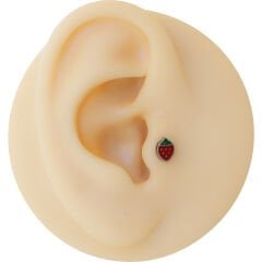 Mineli Çilek 7x1,2mm Çelik Labret Piercing, Tragus-Lobe-Helix-Kıkırdak