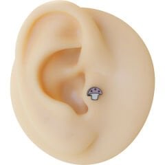 Mineli Mantar 7x1,2mm Çelik Labret Piercing, Tragus-Lobe-Helix-Kıkırdak