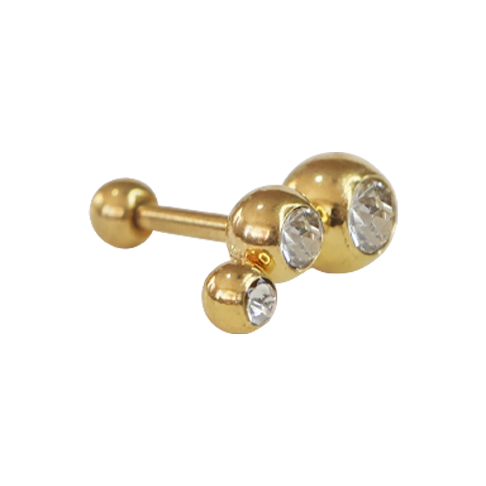 adının Dükkanı üç taşlı gold cerrahi çelik helix küpe ve kıkırdak piercing tasarımı