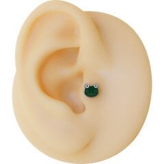 Mineli Kurbağa 7x1,2mm Çelik Labret Piercing, Tragus-Lobe-Helix-Kıkırdak