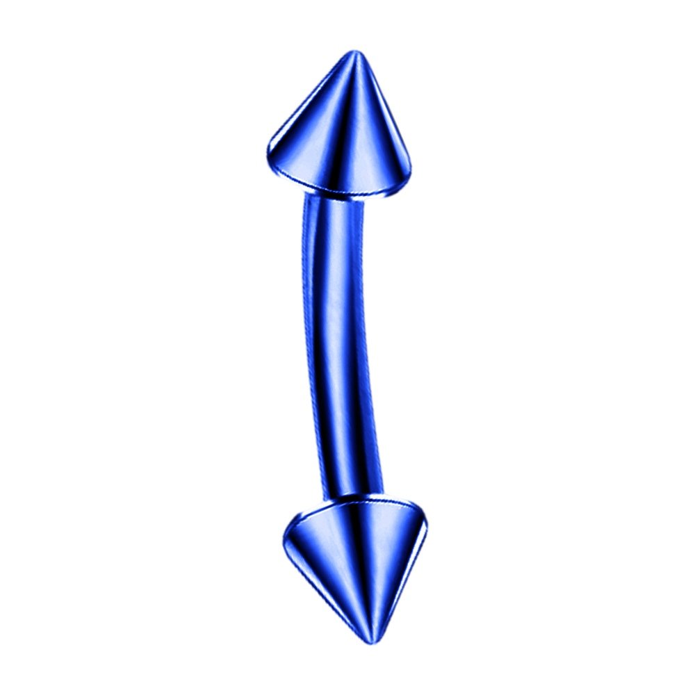 Mavi Renk 316L Cerrahi Çelik Spike Vidalı Kaş - Rook Piercing 