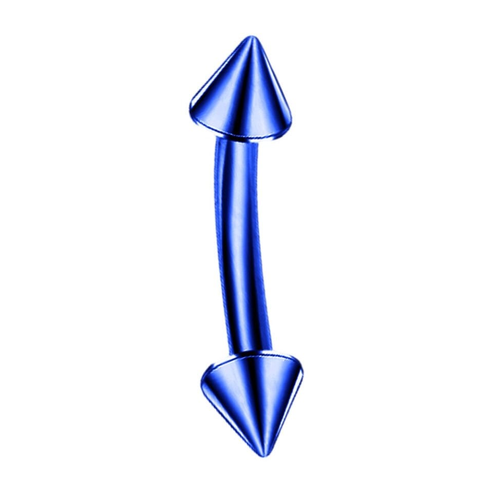 Mavi Renk 316L Cerrahi Çelik Spike Vidalı Kaş - Rook Piercing 