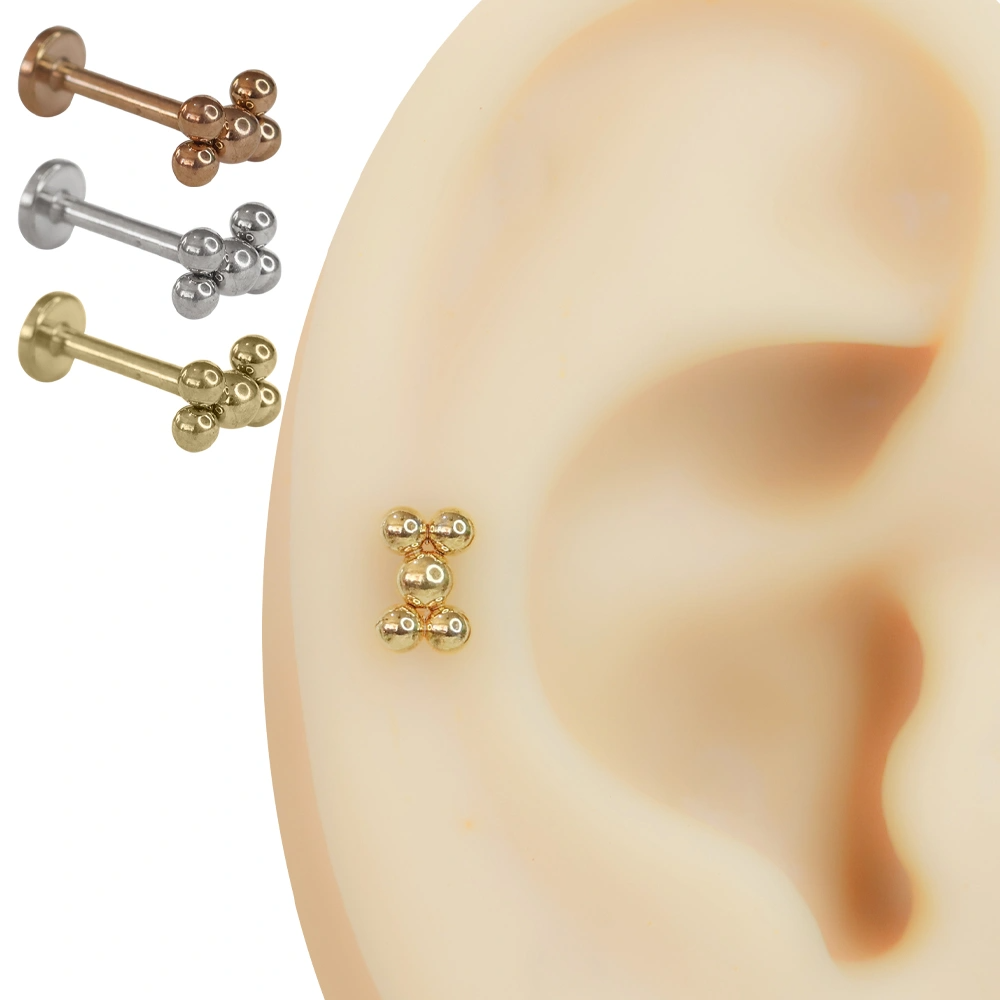 Beş toplu geometrik flatback helix ve conch piercing üç farklı renk seçeneği bir arada