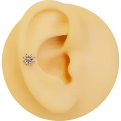 Arkası düz vidalı sistem gümüş zirkon taşlı papatya kıkırdak piercing