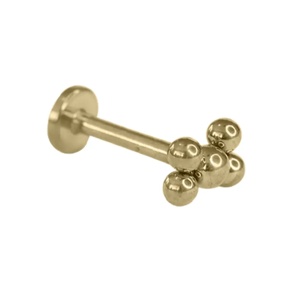 Klasik sarı renk beş toplu taşsız flatback conch kıkırdak piercing modeli kulak kombinleri için