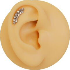 Kristal Taş Noktalar 6x1,2mm Çelik Labret Piercing, Tragus-Lobe-Helix-Kıkırdak