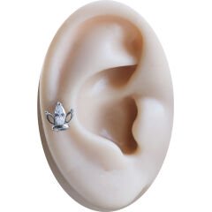 Taç Figürlü Markiz Zirkon Taşlı 6x1,2 mm Çelik Piercing, Helix-Kıkırdak-Lobe-Auricle
