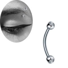 Taşlı Çelik Banana Piercing, Kaş-Rook-Daith-Snug-Vertical Tragus
