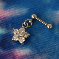 Zirkon Sallantılı Yıldız 6x1,2 mm Çelik Piercing, Helix-Kıkırdak-Lobe-Auricle