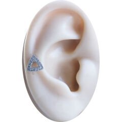 Üçgen Figürlü Zirkon Taşlı 6x1,2 mm Çelik Piercing, Helix-Kıkırdak-Lobe-Auricle