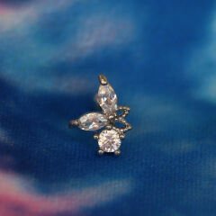 Zirkon Taşlı Zarif 6x1,2 mm Çelik Piercing, Helix-Kıkırdak-Lobe-Auricle