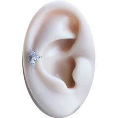 Zirkon Taşlı Zarif 6x1,2 mm Çelik Piercing, Helix-Kıkırdak-Lobe-Auricle