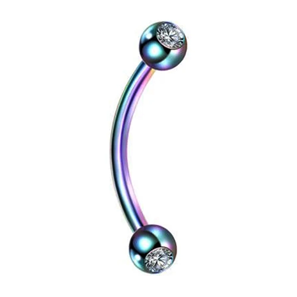 316L Cerrahi Çelik Gökkuşağı Rengi Taşlı Kaş - Rook Piercing