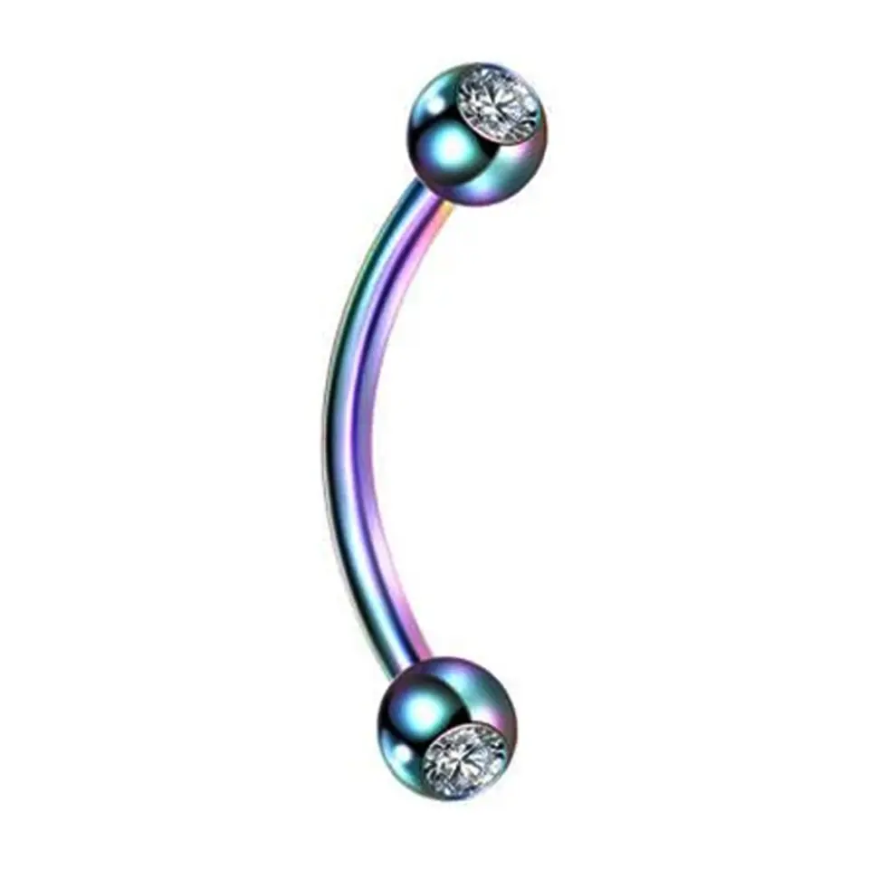 316L Cerrahi Çelik Gökkuşağı Rengi Taşlı Kaş - Rook Piercing