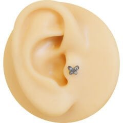 Zirkon Taşlı Kelebek Figürlü Flatback 6x1,2 mm Çelik Piercing, Helix-Kıkırdak-Conch-Lobe-Tragus