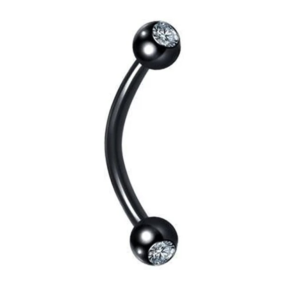 316L Cerrahi Çelik Siyah Renk Taşlı Kaş - Rook Piercing