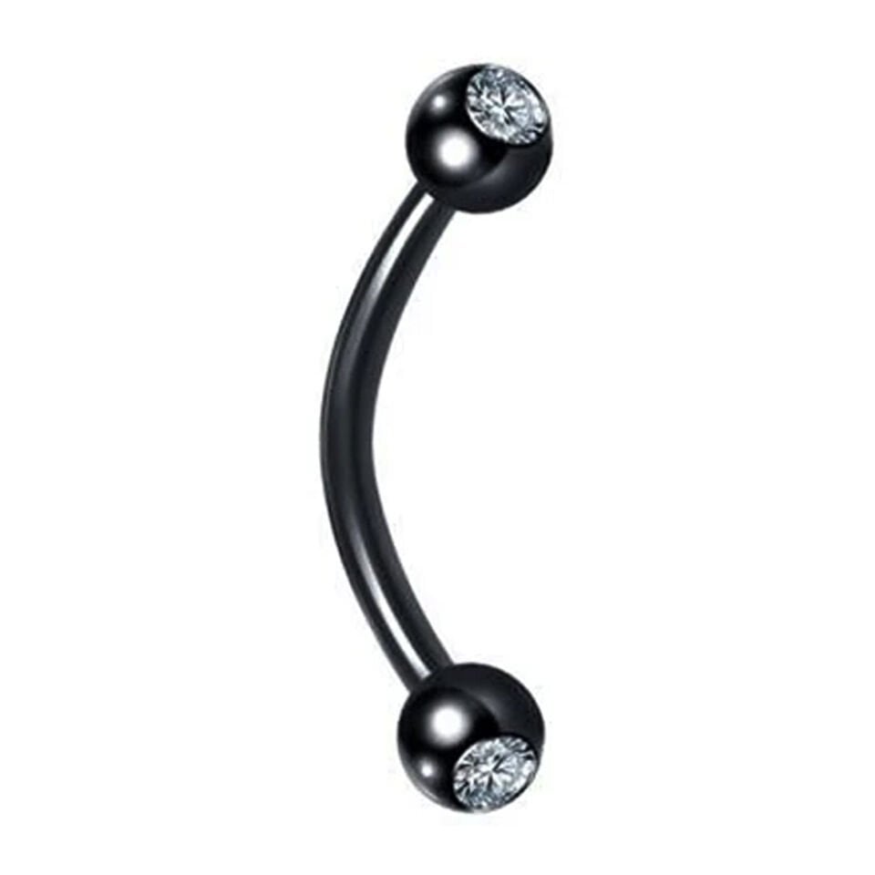 316L Cerrahi Çelik Siyah Renk Taşlı Kaş - Rook Piercing
