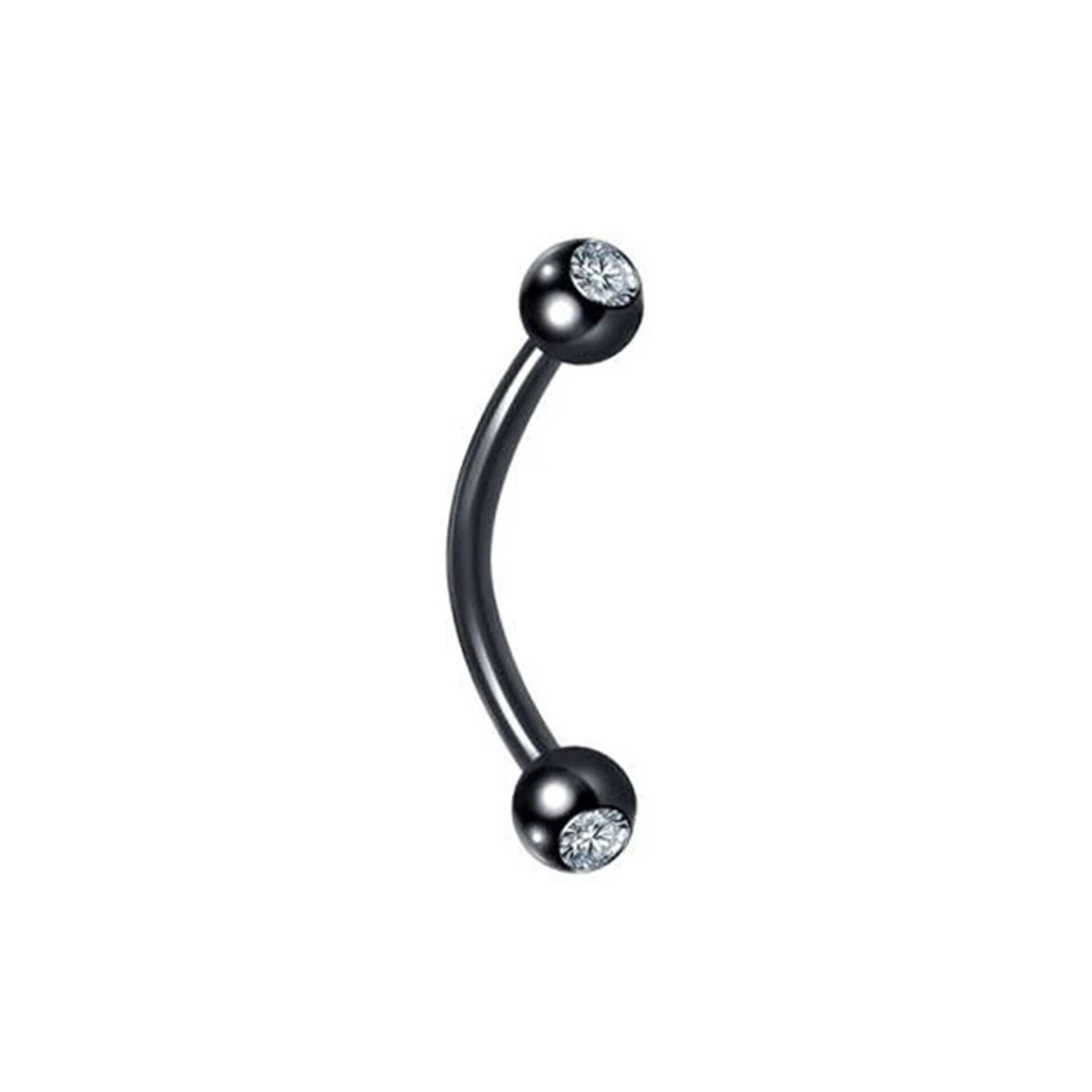 Taşlı Siyah Çelik Banana Piercing, Kaş-Rook-Daith-Snug-Vertical Tragus