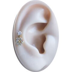 5 Yapraklı Çiçek Sallantılı Zirkon 6x1,2 mm Gold Çelik Piercing, Helix-Kıkırdak-Lobe-Auricle