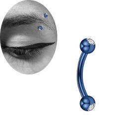 Taşlı Mavi Çelik Banana Piercing, Kaş-Rook-Daith-Snug-Vertical Tragus