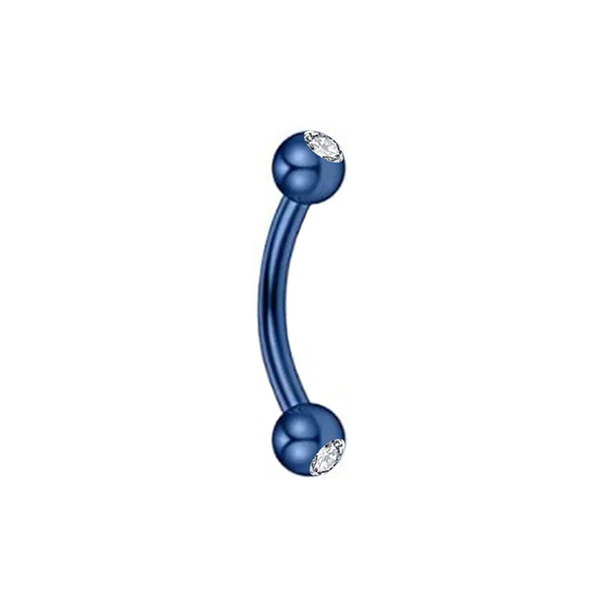 Taşlı Mavi Çelik Banana Piercing, Kaş-Rook-Daith-Snug-Vertical Tragus