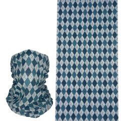 Mavi Baklava Desenli Boru Bandana | 25x50 cm Microfiber Çok Amaçlı Buff
