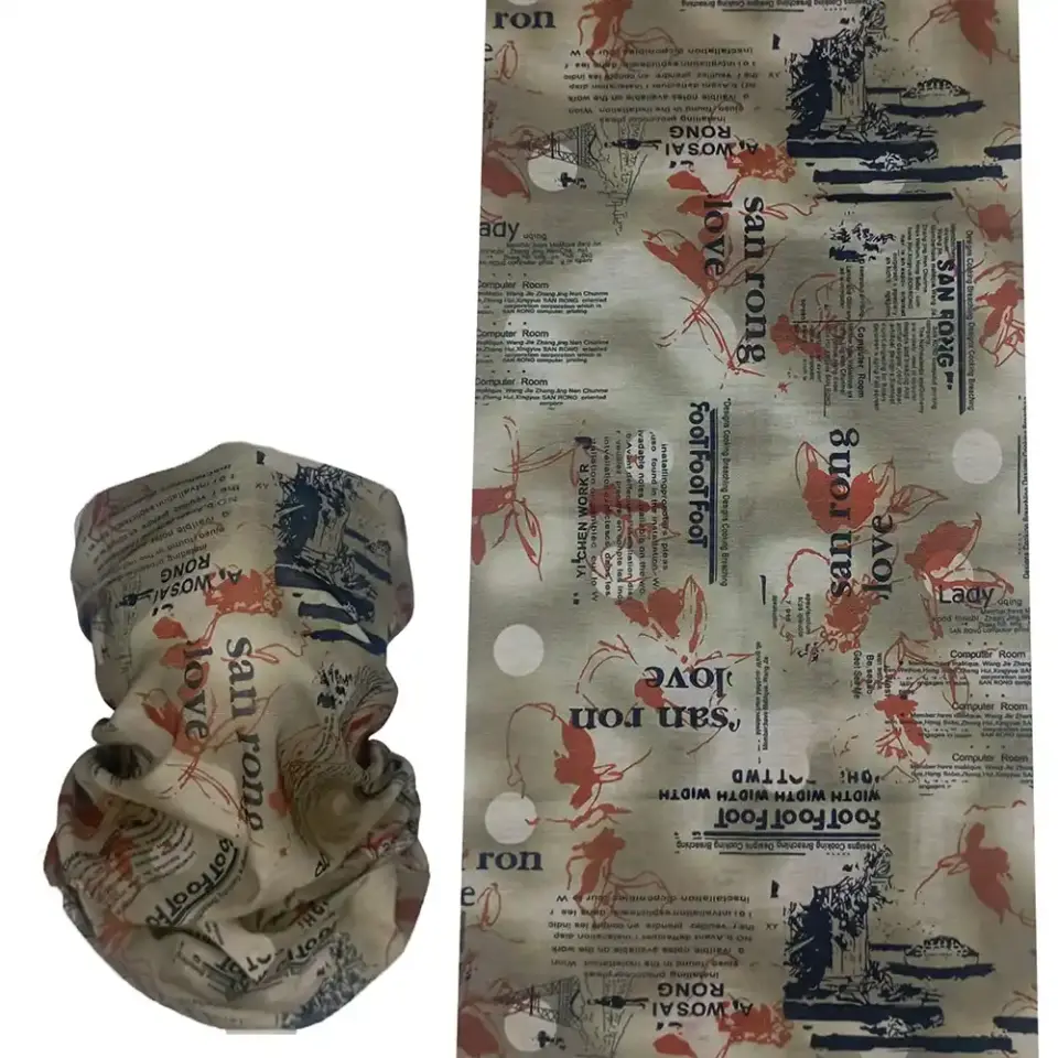 Antik gazete ve vintage yazı desenli, saça ve boyuna bağlanabilen çok amaçlı buff boru bandana saç bandı.