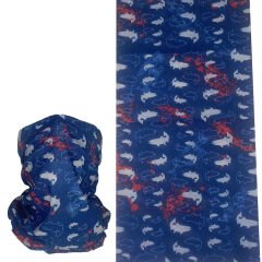 Köpekbalığı Desenli Mavi Boru Bandana | 25x50 cm Microfiber Çok Amaçlı Buff
