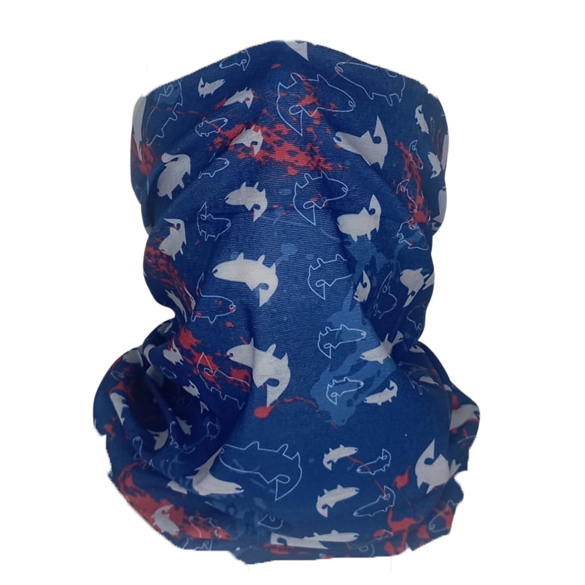 Köpekbalığı Desenli Mavi Boru Bandana | 25x50 cm Microfiber Çok Amaçlı Buff