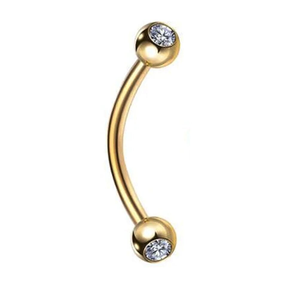 316L Cerrahi Çelik Gold Rengi Taşlı Kaş - Rook Piercing