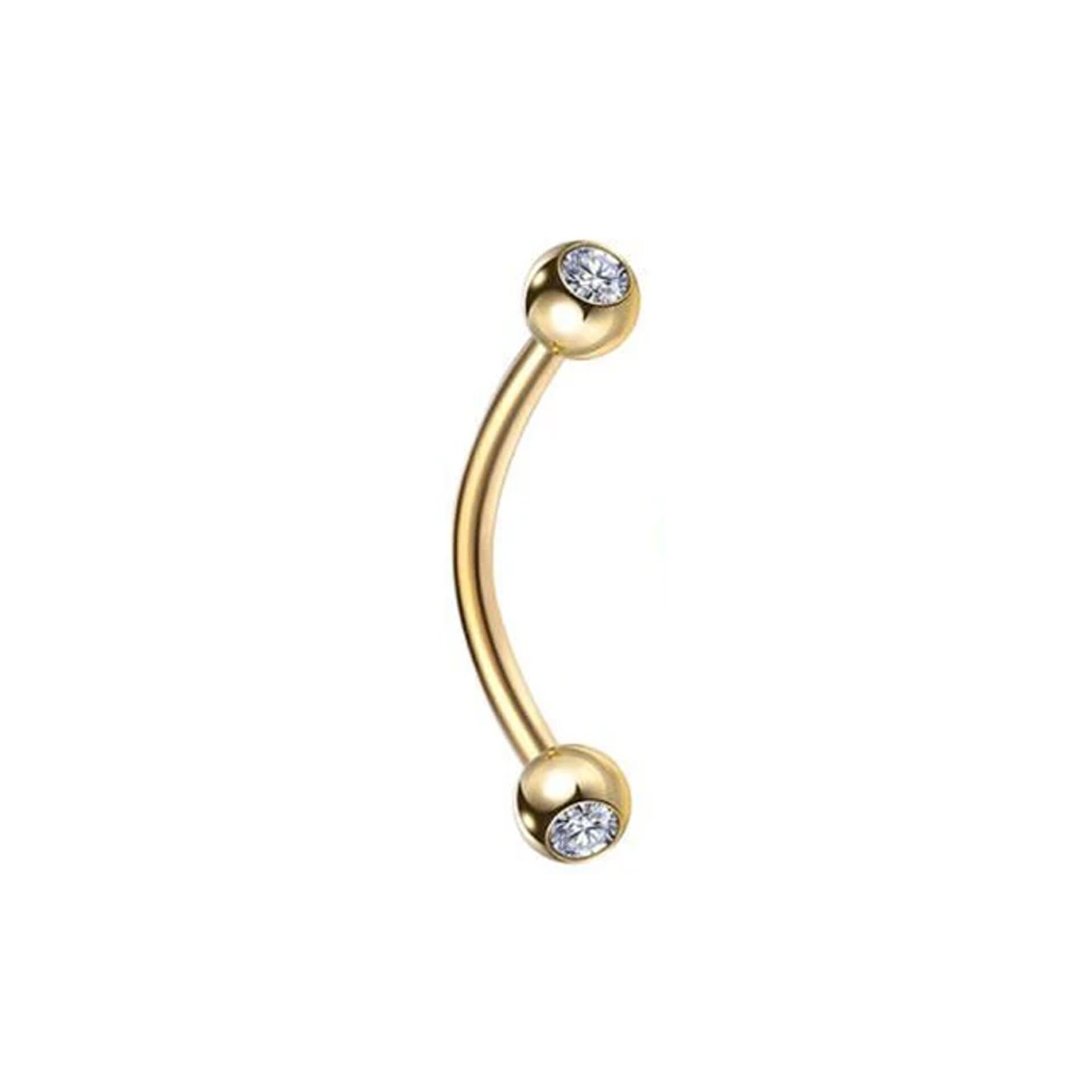 Taşlı Gold Çelik Banana Piercing, Kaş-Rook-Daith-Snug-Vertical Tragus