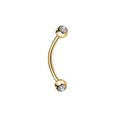 Taşlı Gold Çelik Banana Piercing, Kaş-Rook-Daith-Snug-Vertical Tragus