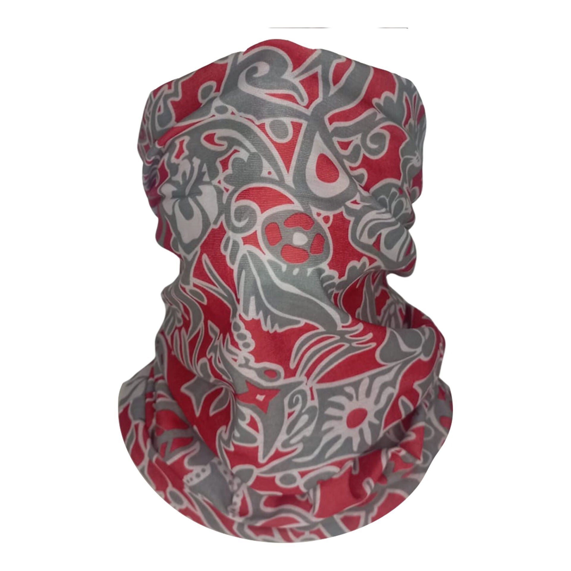 Retro Çiçek ve Barış Desenli Kırmızı Boru Bandana | 25x50 cm Microfiber Çok Amaçlı Buff