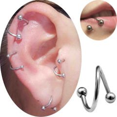 Çelik Toplu Spiral Halka Piercing, Tragus-Lobe-Helix-Dudak-Auricle-Kıkırdak