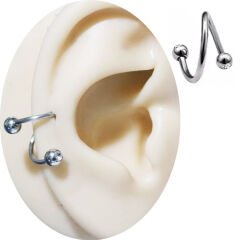 Çelik Toplu Spiral Halka Piercing, Tragus-Lobe-Helix-Dudak-Auricle-Kıkırdak