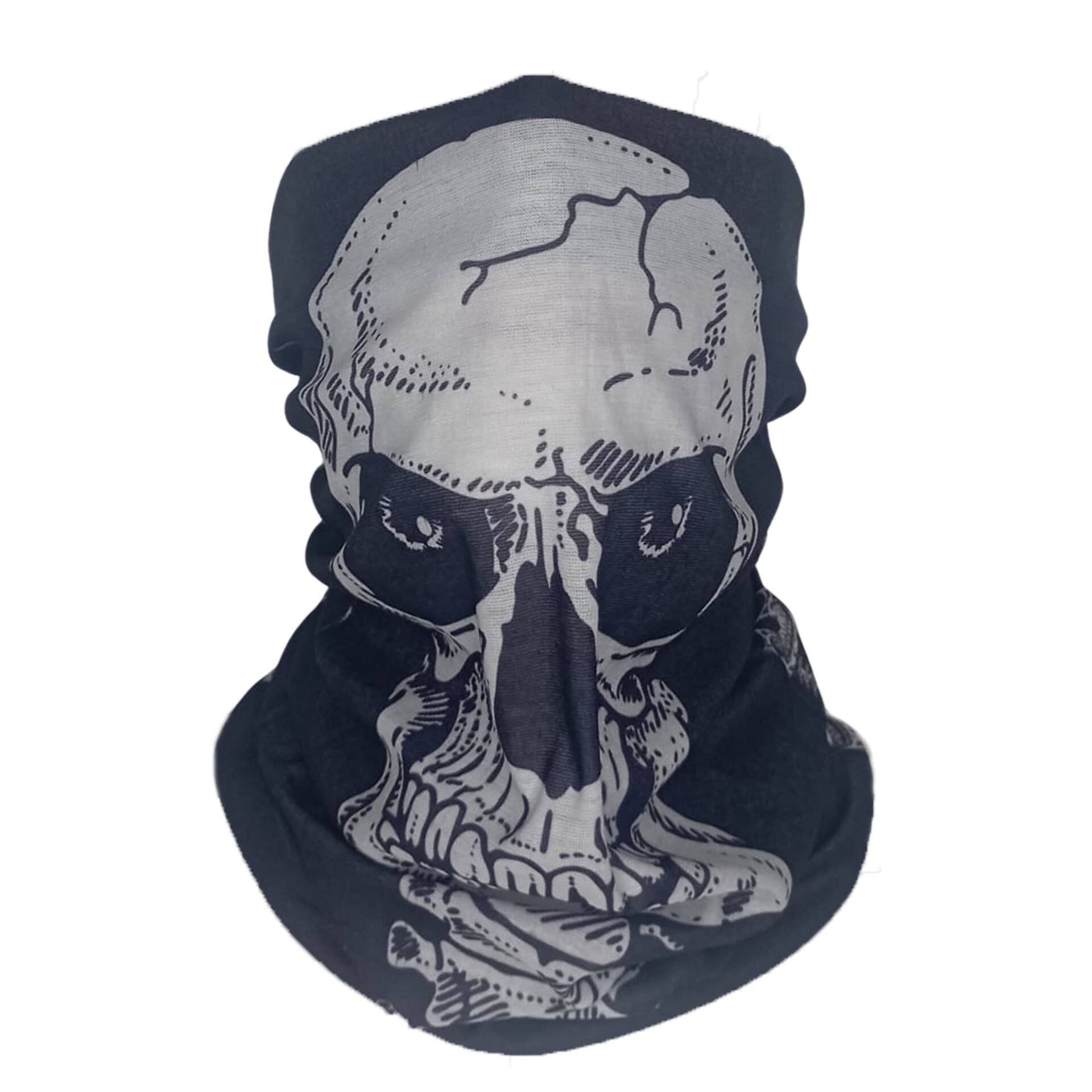 Çift Taraflı Kafatası Desenli Siyah Boru Bandana | 25x50 cm Microfiber Çok Amaçlı Buff