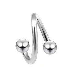 Çelik Toplu Spiral Halka Piercing, Tragus-Lobe-Helix-Dudak-Auricle-Kıkırdak