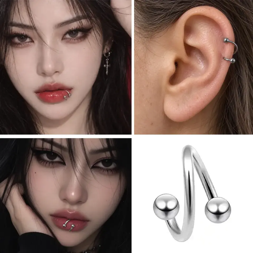 kulağa dudağa ve buruna takılan çelik spiral piercing