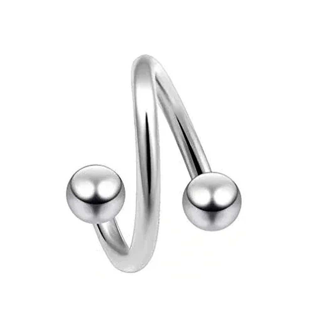 Gümüş renkli toplu spiral tasarımı 316L cerrahi çelik spiral dudak kıkırdak halka piercing