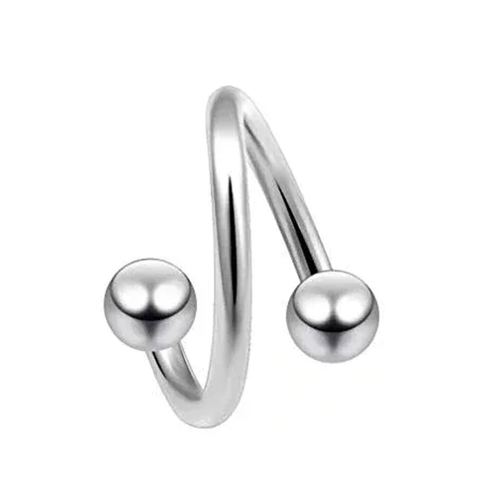 Gümüş renkli toplu spiral tasarımı 316L cerrahi çelik spiral dudak kıkırdak halka piercing