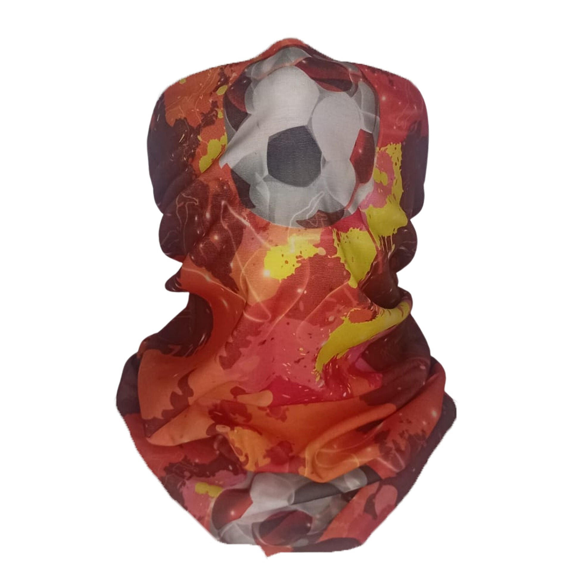 Futbol Topu Desenli Kırmızı Boru Bandana | 25x50 cm Microfiber Çok Amaçlı Buff