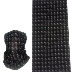 Kafatası Desenli Siyah Boru Bandana | 25x50 cm Microfiber Çok Amaçlı Buff