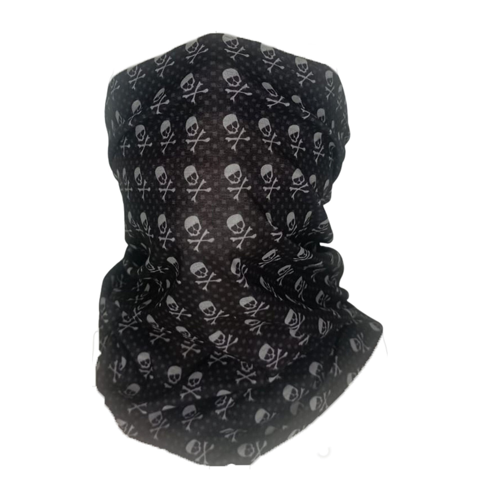 Kafatası Desenli Siyah Boru Bandana | 25x50 cm Microfiber Çok Amaçlı Buff