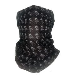 Kafatası Desenli Siyah Boru Bandana | 25x50 cm Microfiber Çok Amaçlı Buff