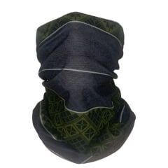 Yeşil Geometrik Desenli Boru Bandana | 25x50 cm Microfiber Çok Amaçlı Outdoor Buff