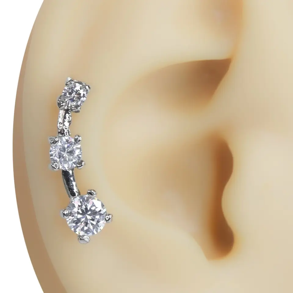Yükseliş Kristali serisi gümüş kaplama tragus helix kıkırdak piercing ürün seçeneklerinin genel çekimi