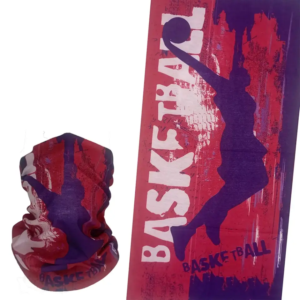 Basketbolcu desenli, saça ve boyuna bağlanabilen çok amaçlı buff boru bandana saç bandı.