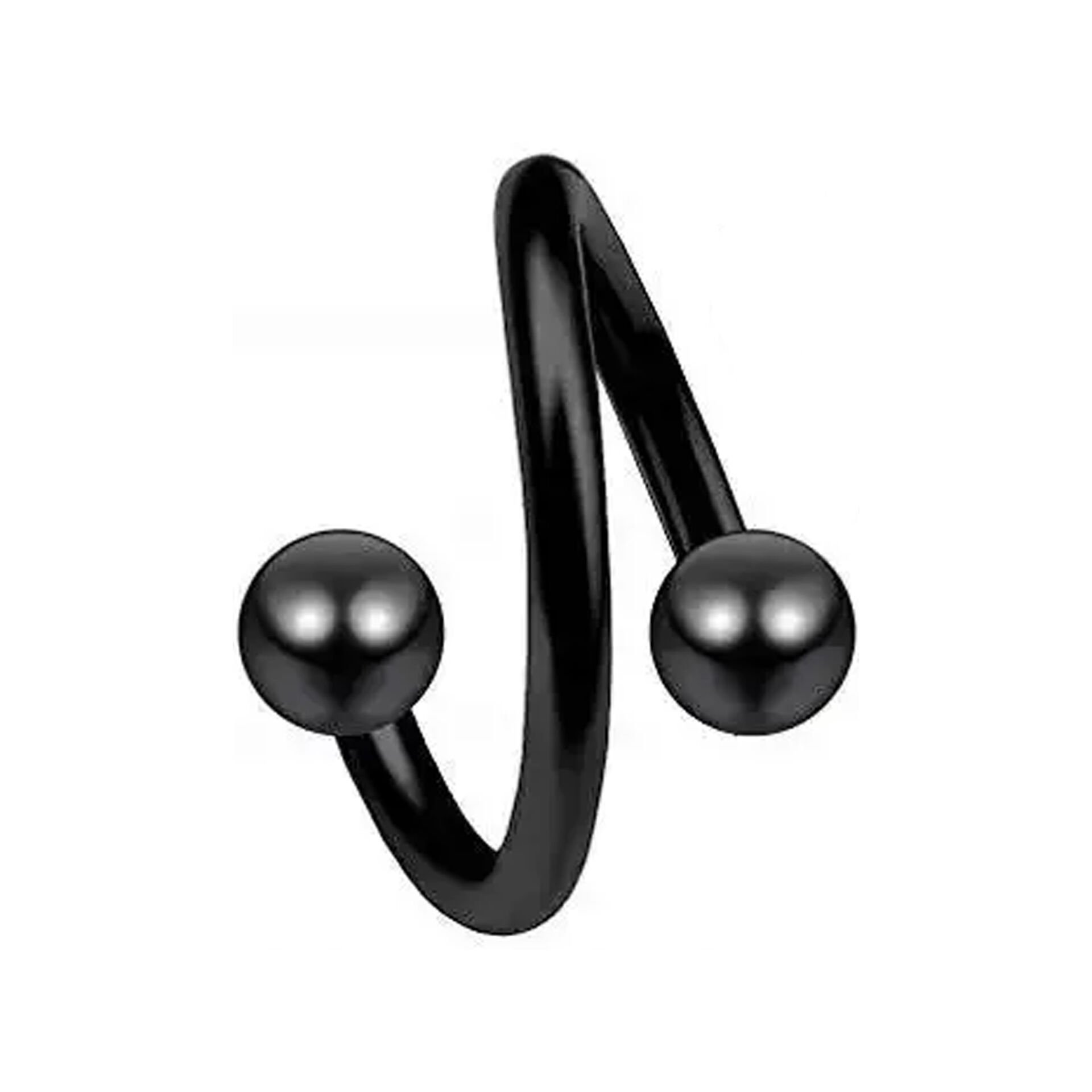 Siyah Çelik Toplu Spiral Halka Piercing, Tragus-Lobe-Helix-Dudak-Auricle-Kıkırdak