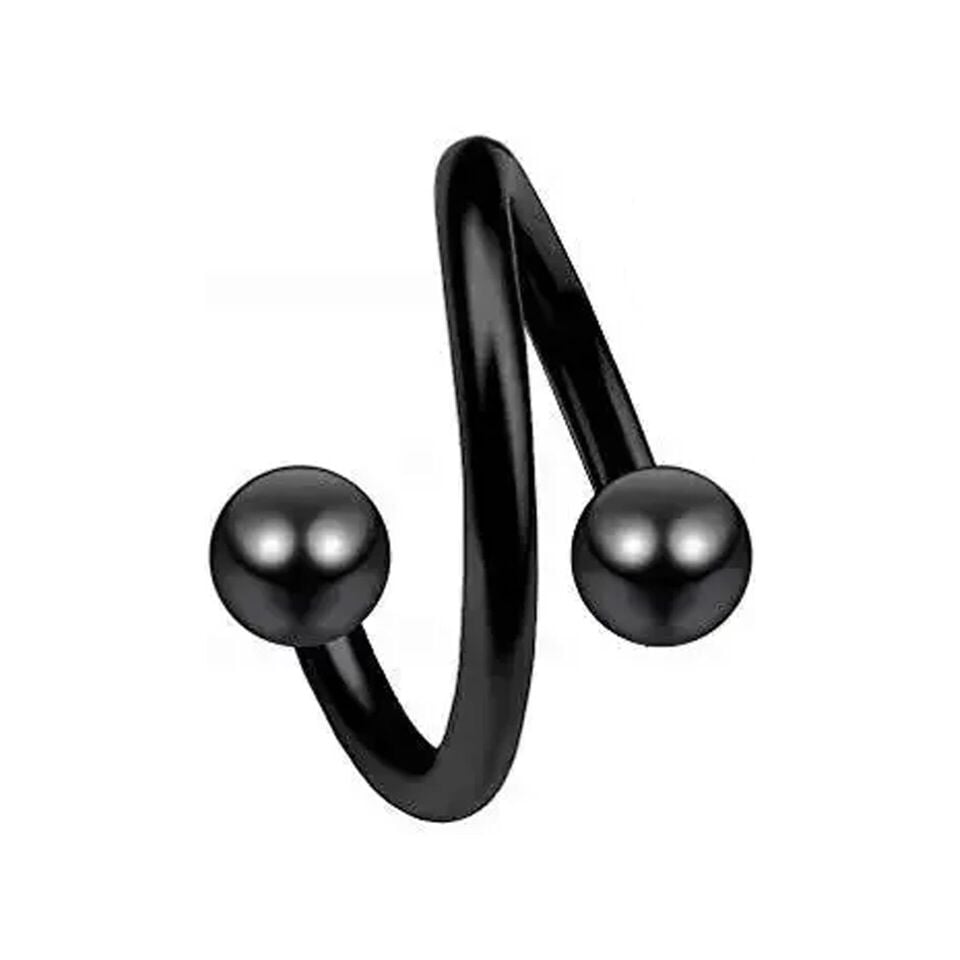 Siyah Çelik Toplu Spiral Halka Piercing, Tragus-Lobe-Helix-Dudak-Auricle-Kıkırdak